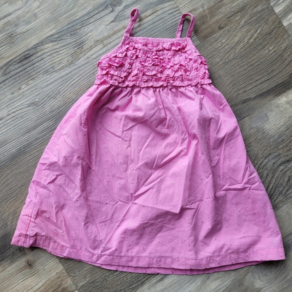 Pink Penelope Mack Easter / Summer Dress with Flower Stitching - Size 4T